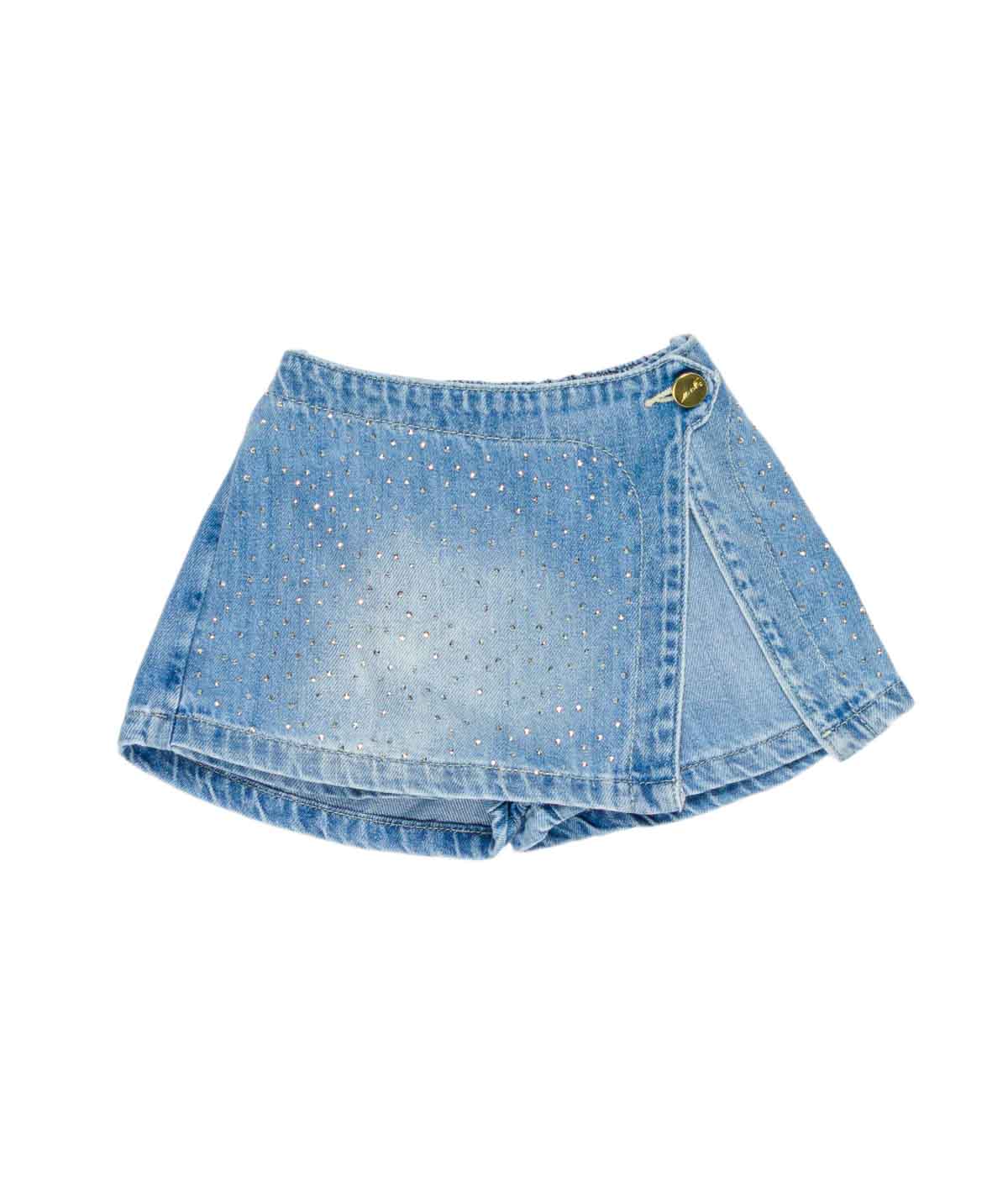 SHORTS JEANS BABY CON STRASS U+E - UE2135