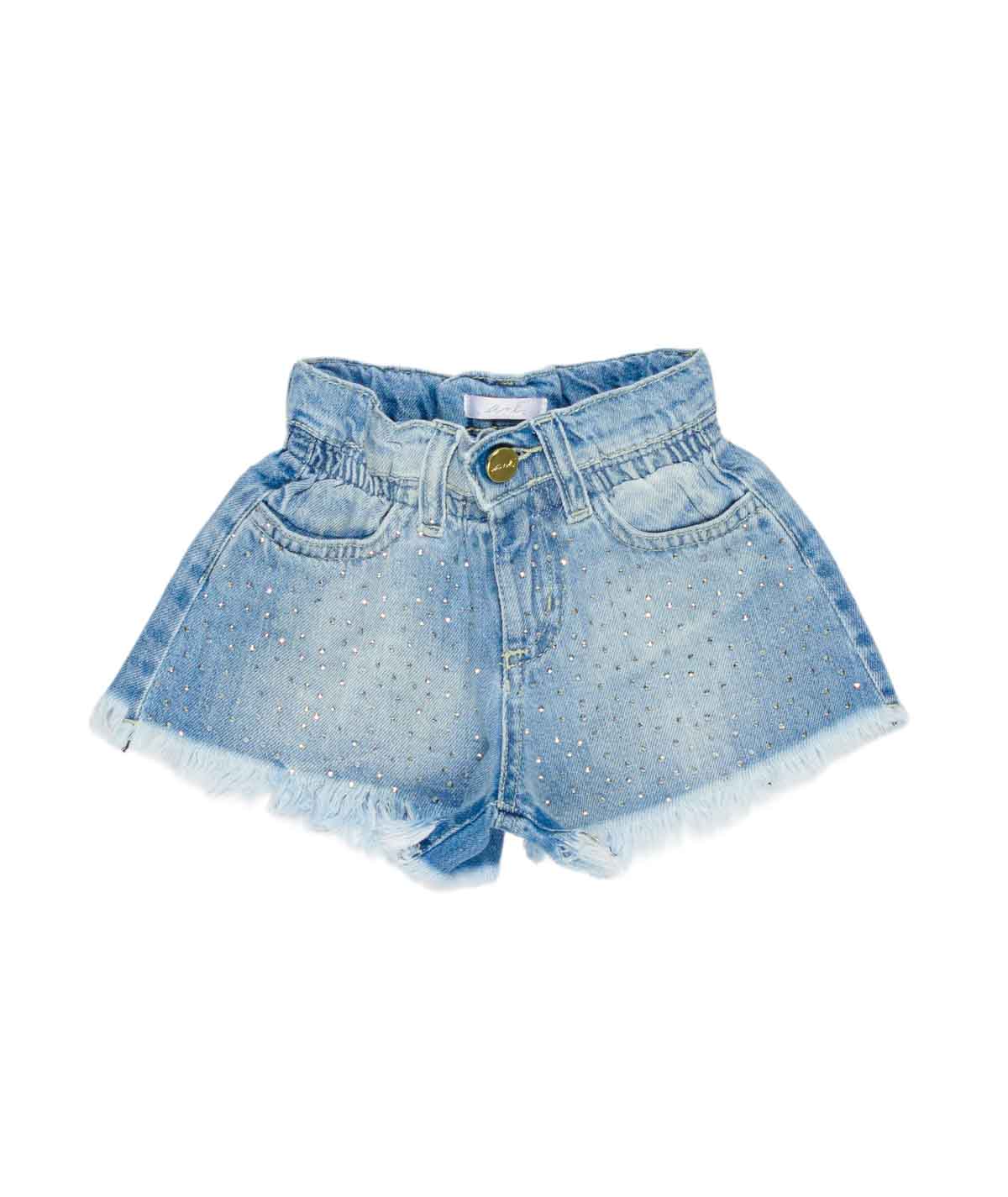 SHORTS JEANS BABY CON STRASS U+E - UE2137